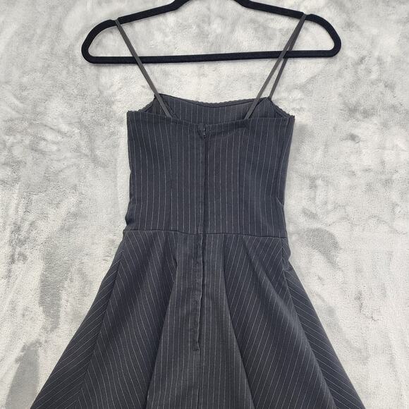 Vintage LA BELLE Dress Womens 3 Juniors Black Pin Striped Embroidered Party - Picture 5 of 11